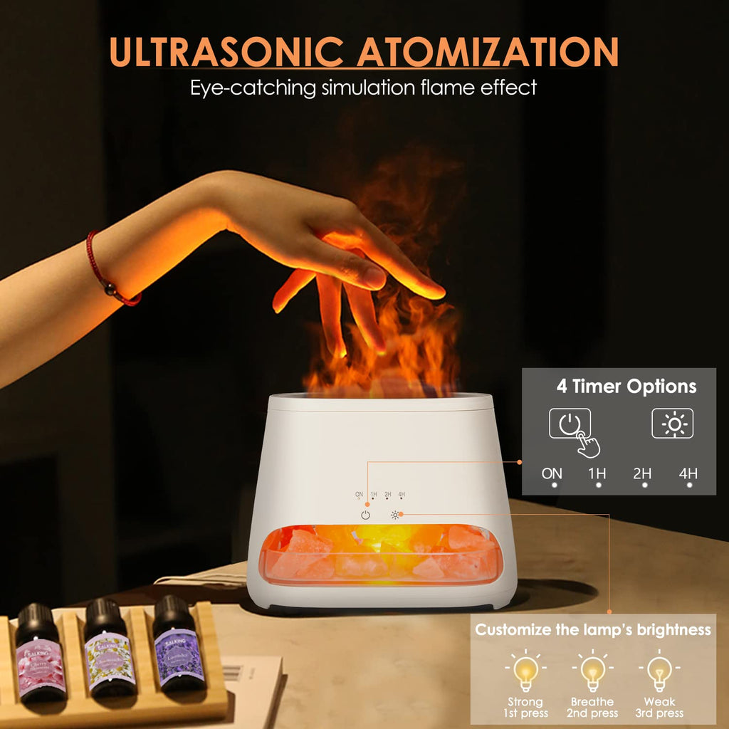 Diffuseur d'Huiles Essentielles Effet Flamme 150ml – 3 Minuteries & LED