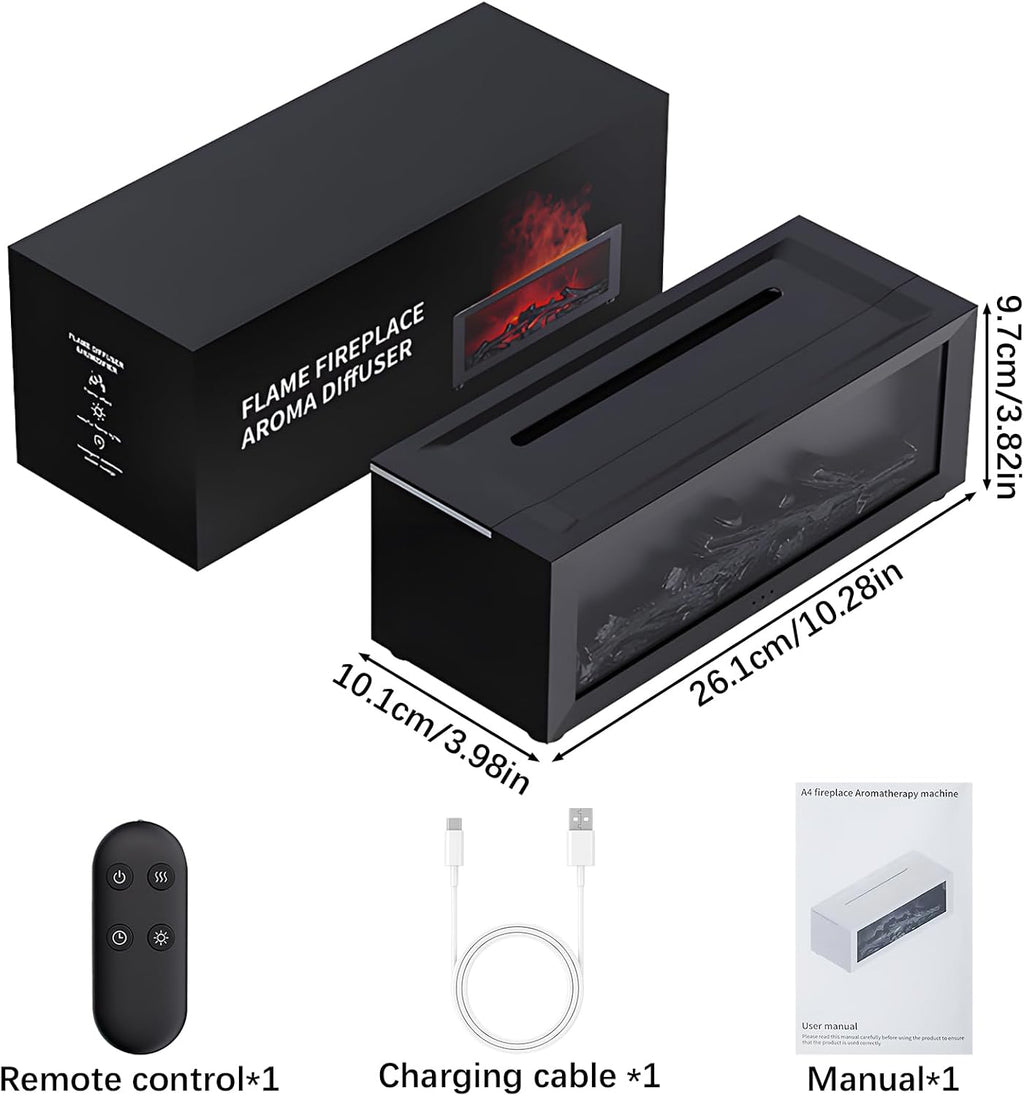 Diffuseur d'Huiles Essentielles Effet Cheminée 3D – 7 Flammes LED & Télécommande