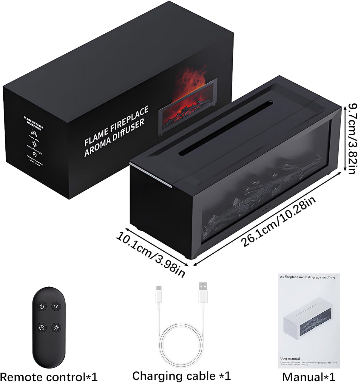 Diffuseur d'Huiles Essentielles Effet Cheminée 3D – 7 Flammes LED & Télécommande