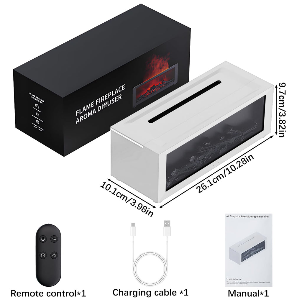 Diffuseur d'Huiles Essentielles Effet Cheminée 3D – 7 Flammes LED & Télécommande