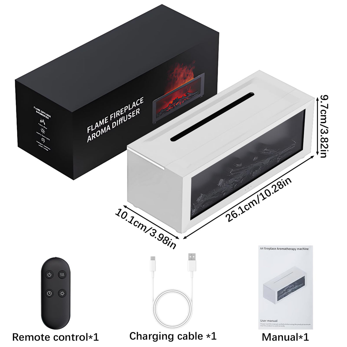 Diffuseur d'Huiles Essentielles Effet Cheminée 3D – 7 Flammes LED & Télécommande