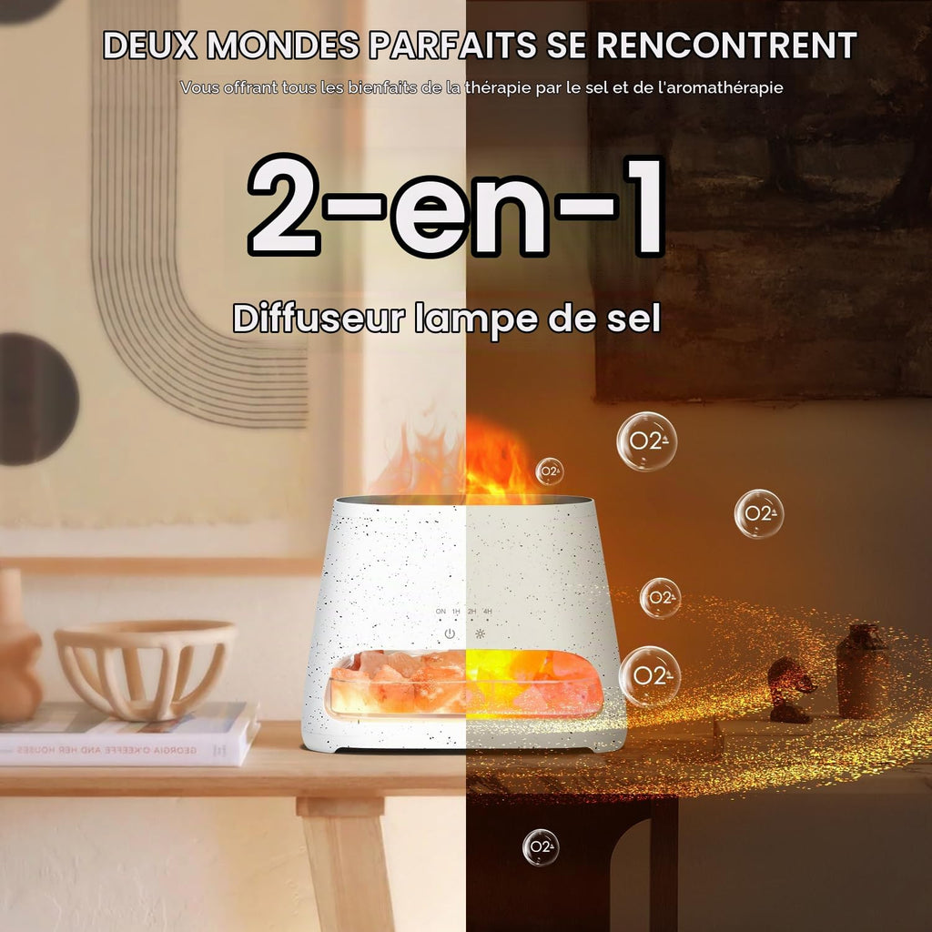 Diffuseur d'Huiles Essentielles Effet Flamme 150ml – 3 Minuteries & LED