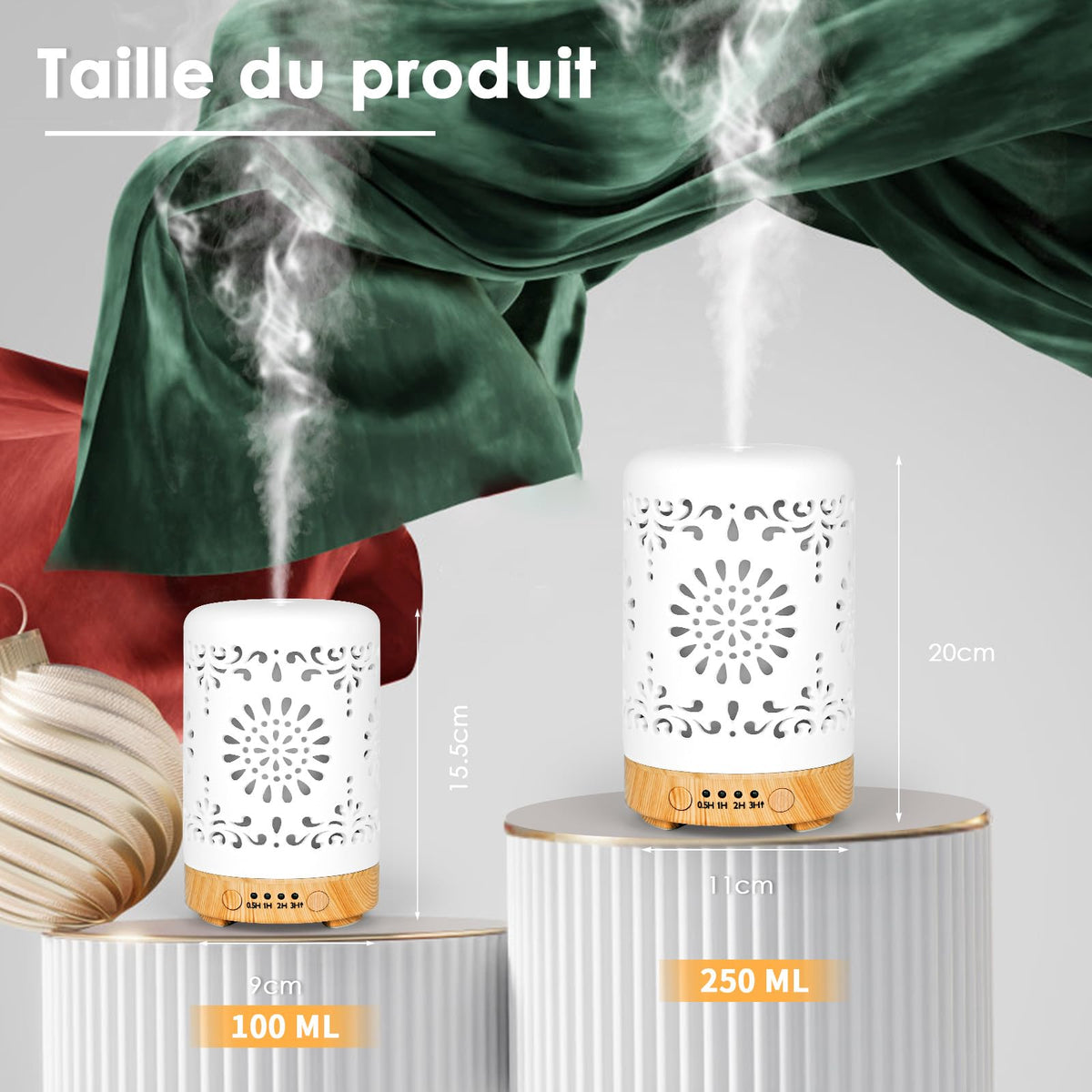 Diffuseur d'Huiles Essentielles en Céramique 100ml – Ultrasonique & Silencieux