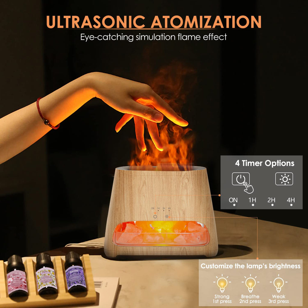 Diffuseur d'Huiles Essentielles Effet Flamme 150ml – 3 Minuteries & LED