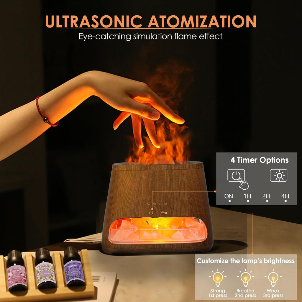 Diffuseur d'Huiles Essentielles Effet Flamme 150ml – 3 Minuteries & LED