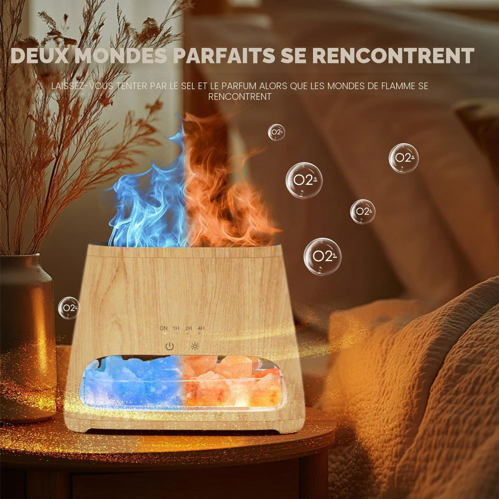 Diffuseur d'Huiles Essentielles Effet Flamme 150ml – 3 Minuteries & LED
