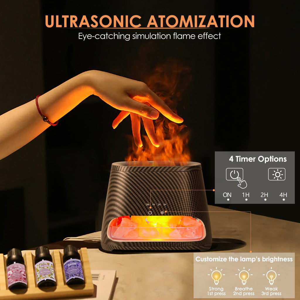 Diffuseur d'Huiles Essentielles Effet Flamme 150ml – 3 Minuteries & LED