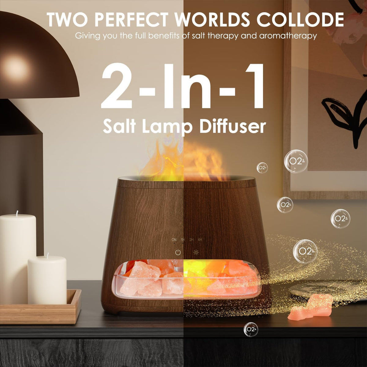 Diffuseur d'Huiles Essentielles Effet Flamme 150ml – 3 Minuteries & LED