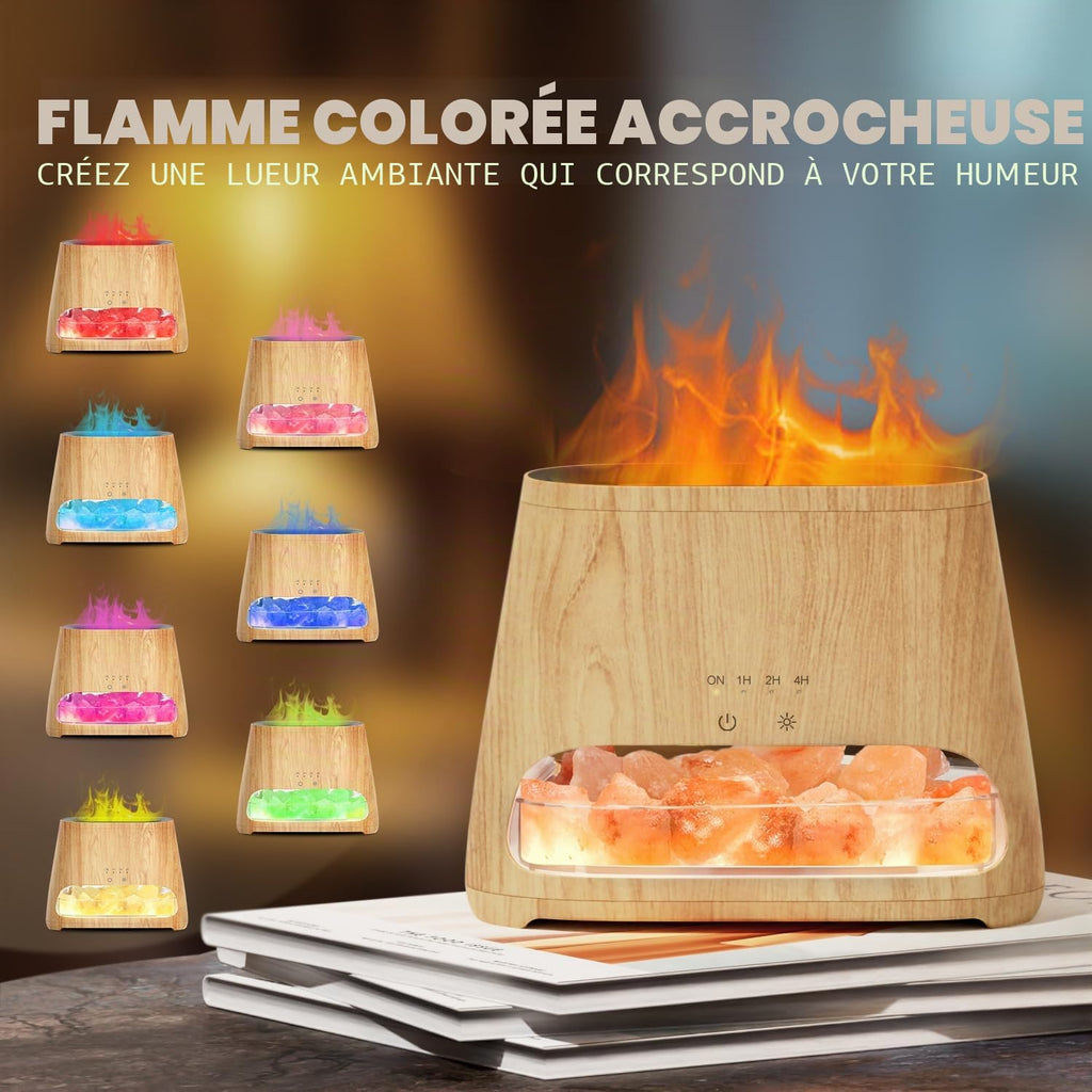 Diffuseur d'Huiles Essentielles Effet Flamme 150ml – 3 Minuteries & LED