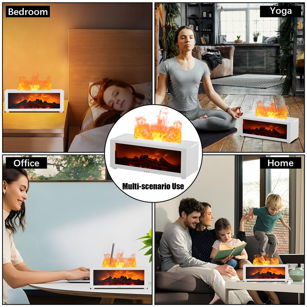 Diffuseur d'Huiles Essentielles Effet Cheminée 3D – 7 Flammes LED & Télécommande