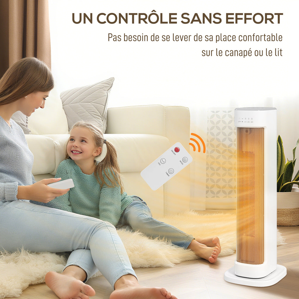 Radiateur Céramique Design – 2000W, Thermostat & Minuterie