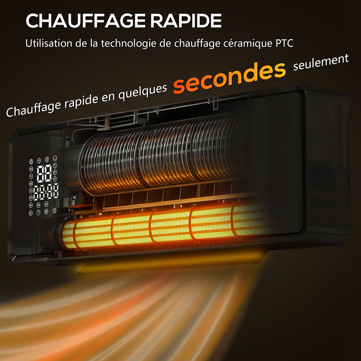 Chauffage Mural Céramique 2000W – Radiateur Électrique avec Thermostat et Minuterie