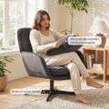Fauteuil salon, fauteuil d'appoint rembourré en velours avec large assise, coussin et structure en métal, gris foncé