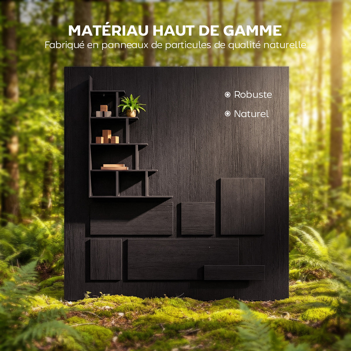 Étagère bibliothèque séparateur de pièce style industriel en escalier 5 étagères 102 x 30 x 160 cm coloris noir